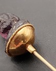 Victorian Carved Amethyst 18k Gold 9  Long Hat Pin Mans Face