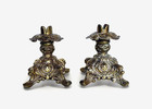 Pair Of Vintage Cast Metal Hollywood Regency Candle Holders  5-1 4  Tall