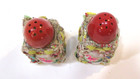 Vintage 1970 s Florida Flamingo Souvenir Seashells On Square Glass Salt Pepper