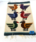 Vtg  Peruvian Handwoven Wall Hanging Birds  Bright 18  X 12  Folk Art   b