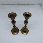  2  Vintage Brass Candlestick Candle Holder 6    Hexagon Bottom
