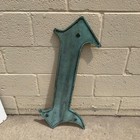 Beautiful Large Antique Letter I - Building Marquee Sign Bronze Porcelain Front