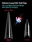 500pcs Xxl Stiletto Nail Tips  Clear Half Cover Stiletto Nail Tips For Acrylic 