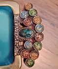 2 Vintage Jerusalem Brass Tray Cloisonn     Cabochons 12  And 14 