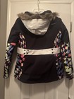 Spyder Girls Size 16 Ski Coat Youth Fur Line Removable Hood Black Multicolor