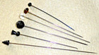 6 Stylish Antique Glass Topped Hatpins  C1925