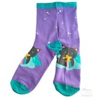 New Black Cat Kitten Kitty Purple Shooting Star Rainbow Lady Woman s Socks 7-10