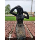 Mermaid Statue Cast Iron Rustic Nautical Decor Beach Coastal Sculpture Patina