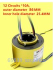 12 Circuits 10a Hollow Shaft Conductive Ring Slip Ring Through Hole Dia 25 4mm 