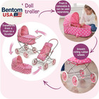 English Doll Stroller Pram With Canopy - Pink Dots