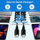 Iphone 16e 16 15 Pro Max Charger Cable 3ft For Car  Coiled Usb C To Black 