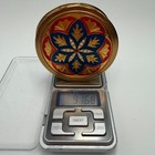 Vintage Guilloche Enamel Powder Compact Brass Floral Mirror Case