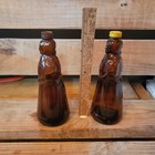 Vintage Pair Of Mrs  Butterworth s Bottle No Labels Amber Glass 1 Metal Lid