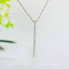 1ct Round Cut Diamond Vertical Bar Pendant Necklace 14k White Gold Finish