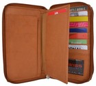Zip Around Genuine Leather Tan Checkbook Credit Card Id Holder Ladies Wallet