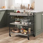 Bar Cart With Wheels  Wine Rack 3-tier Rolling Home Serving Cart  beverage Cart