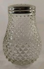 3pc Vintage Mcm Diamond Point Glass Sugar  Creamer And Syrup Holder