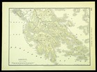 Antique Greece Map Of The Greek Isles Wall Art Decor Old Original Mediterranean