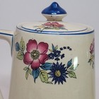 Vtg Palissy England Woodland Coffee Chocolate Pot Art Deco Floral Pin Stripes