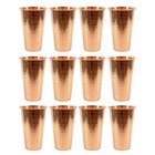100   Pure Copper Water Glass 550 Ml Hammered Finish Leak Proof Reusable Glass