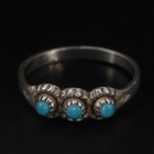 Vtg Sterling Silver - Navajo Bell Trading Post Turquoise Ring Size 3 5 - 1g