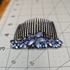 Blue Rhinestone Flower Hair Accessory Side Comb Hairpin