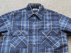 Vintage Fieldmaster Shirt Mens Medium Blue Plaid Flannel Quilted Lined Made Usa