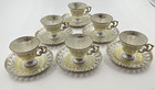 Vintage Japanese Porcelain Pedestal Set Of 6 Tea Cups And Saucers   gold Luster 