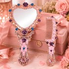 Nerien Antique Mirror Comb Set Vintage Metal Handheld 8 6 l X 4 7 w  E - Pink 
