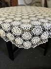 Vintage Handmade Crochet Lace Tablecloth Beige Color Cotton 90    X 52    Inches New