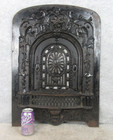 Antique Signed Jlj Cast Iron Arch Fireplace Insert Summer Cover Vent Grate