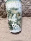 Chinese Porcelain Sleeve Vase 8 5    Scenic Landscape Cylinder Red Seal Mark Asian