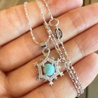 925 Sterling Silver Necklace 5mm Natural Turquoise Gemstone Snowflake Zircon New