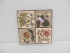 Antique Ceramic Tile Old Floral Flowers Victorian Art Nouveau Vintage