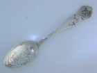 Sterling Shiebler Souvenir Spoon Etruscan Medallion   Acid Etched Chicago