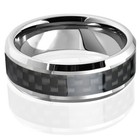      Tungsten Wedding Ring Black Carbon Fiber   925 Sterling Silver Cz Ring Set
