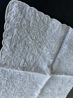 Vtg Swiss Appenzell Hand Embroidery Bridal Hankie 11 25  W Wheel Lace Inserts