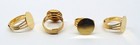6 Gold Plated Adjustable Ring Blanks settings 16mm Pad   Sturdy Band Nickel Free