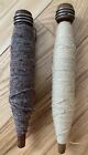 Vintage Antique Wood Spools  2  Textile Mill Bobbin Primitive Sewing Decor