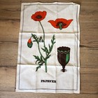 Set Of 2 Unused 1960 s Vintage 100  Linen Kitchen Tea Towel Primrose Poppy Print