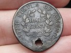 1804 Draped Bust Half Cent- Spiked Chin  Reverse Die Cud  Fine vf Details