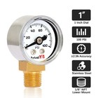 1 Inch Mini Pressure Gauge 0-100 Psi Gauge 1 8 Npt Lower Mount Stainless