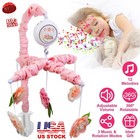 Baby Musical Crib Mobile Bed Bell Nursery Toys Rotatable Rack 5 Flower Rattles