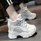 Women s High Heels Platform Casual Sport Hidden Wedge Ankle Boots Lace Up Shoes