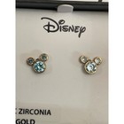 Disney Mickey Mouse Cubic Zirconia 10k Gold Stud Earrings Light Blue