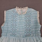 Vintage Polly Flinders Girls Dress 6 Blue Floral Hand Smocked Tie Back 60s 70s 