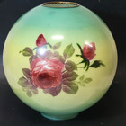 Antique 11  Ball Shade Red Roses Flowers 4  Fitter Gwtw Victorian Glass Lamp