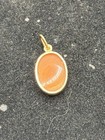 Vintage 14k Yellow Gold Oval Cameo Bust Petite Pendant