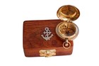 Brass Compass Antique Wooden Box Nautical Marine Stanley London Compass Gift
