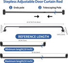 French Door Curtain Rods 18 -32  Wrap Around Black 2 Pack